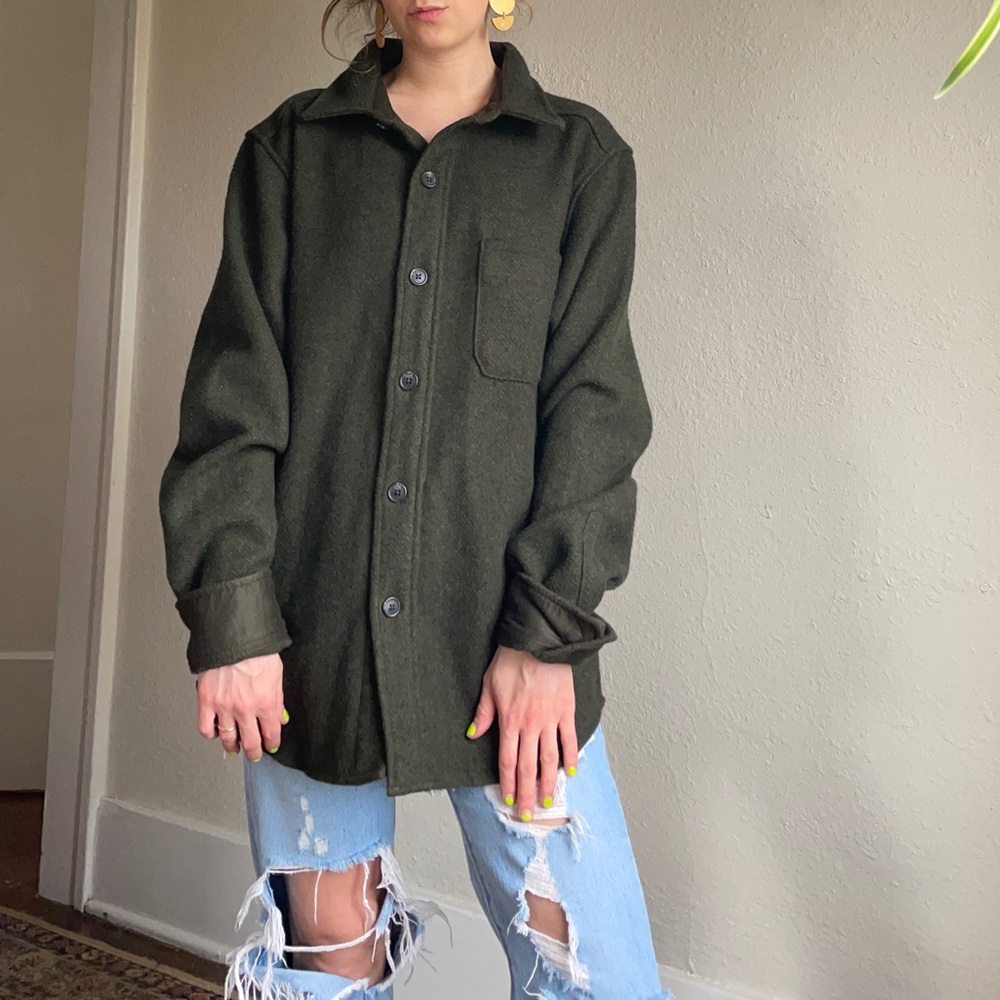 Vintage wool button up with pockets